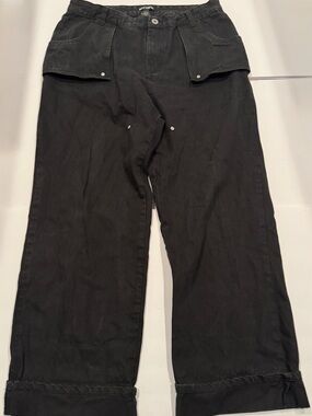 Hot Topic Men 36 Baggy Wide Leg Pants Black Silver Rivet Goth Grunge Streetwear